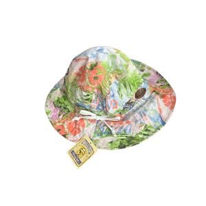 Panama Jack Summer Hat Womens One Size White Tropical Floral Bucket Wide Brim